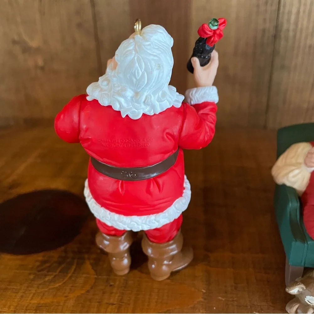 Bundle of 3 1990's Hallmark Coca Cola Santa Claus Christmas Ornaments